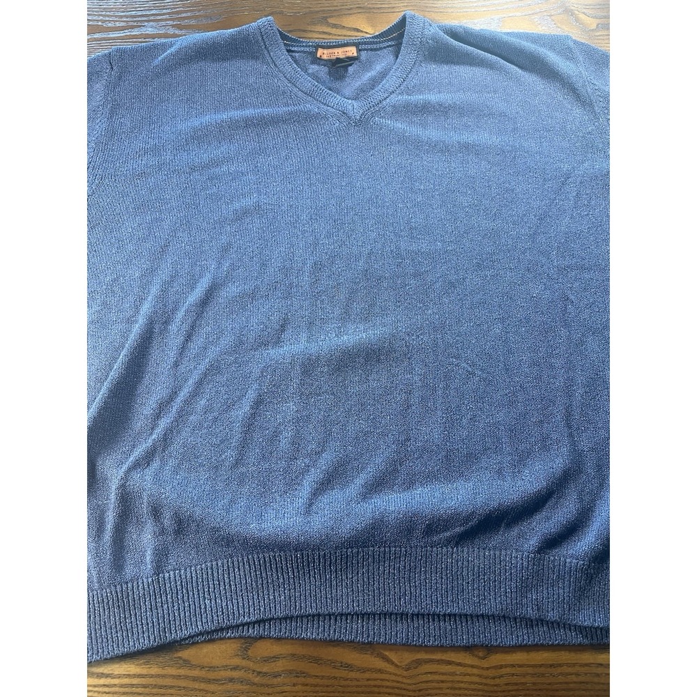 Bullock Jones V- Neck Sweater XL Blue Cotton Viscose Made In Italy